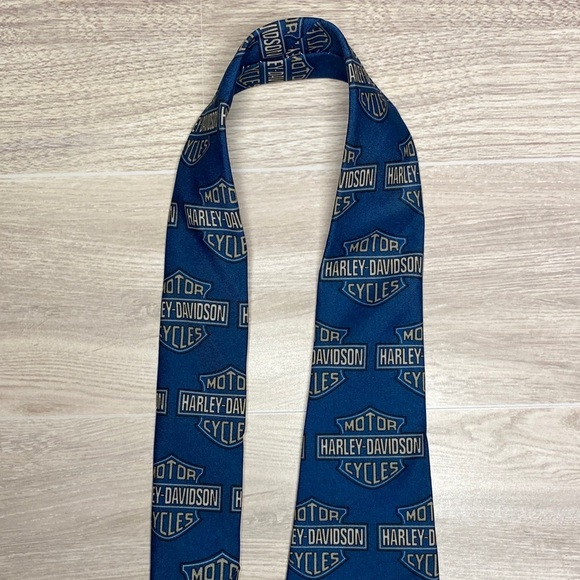 Vintage 1996 Harley-Davidson Classic Logo Blue Tie - Picture 11 of 16